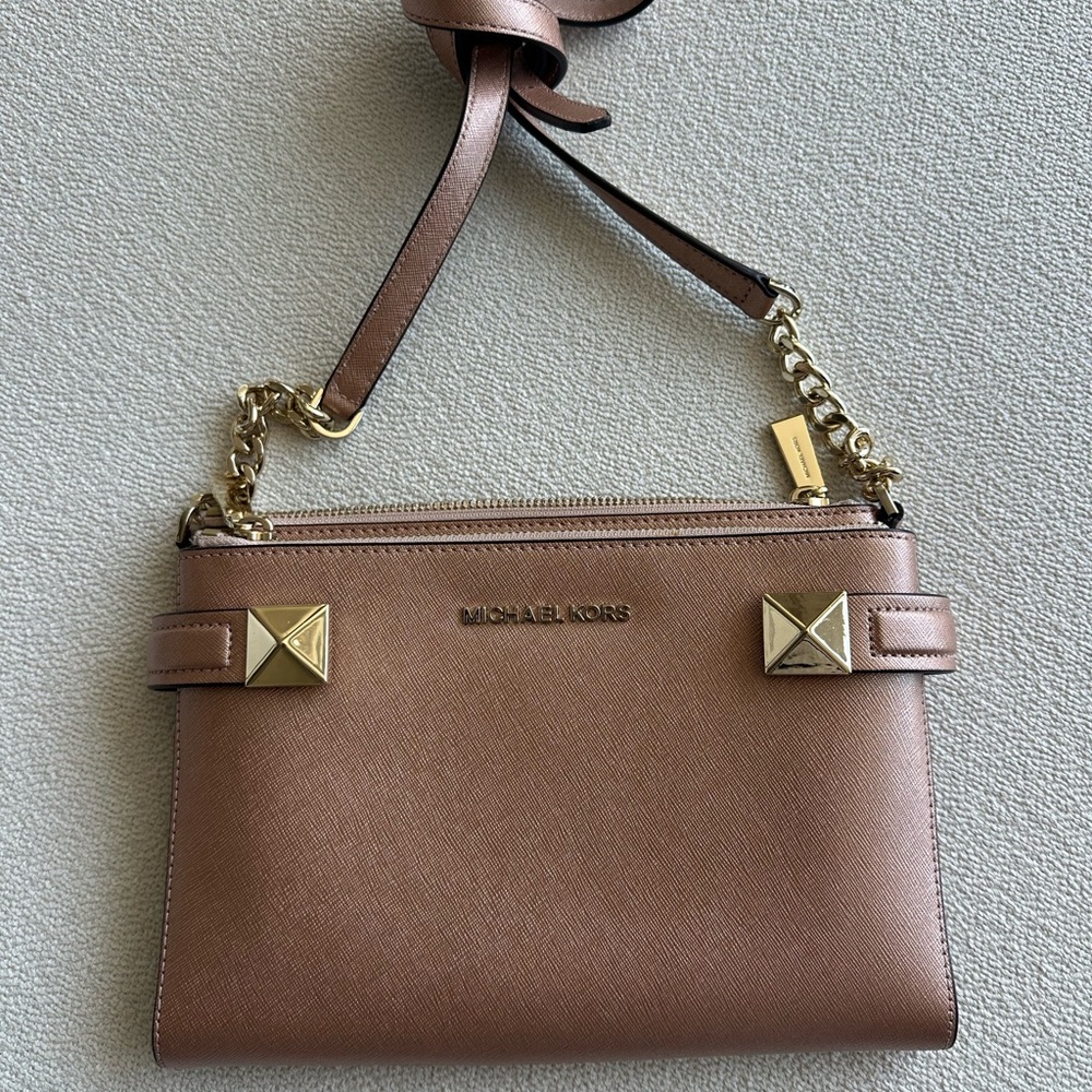 Michael Kors Light Pink Crossbody Bag with Gold Accents